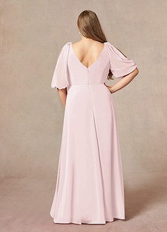 Azazie Bronwyn Mother of the Bride Dresses Blushing Pink A-Line V-Neck Ruched Chiffon Dress image7