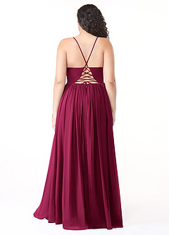 Azazie Aaida Bridesmaid Dresses Burgundy A-Line Corset Chiffon Dress image8