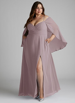 Azazie Cienna Bridesmaid Dresses Dusk A-Line Off the Shoulder Chiffon Dress image9
