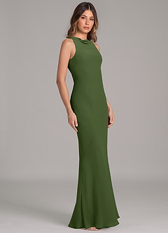 Azazie Allettie Final Sale Olive Mermaid Chiffon Dress image5