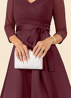 Azazie Maritza Mother of the Bride Dresses Cabernet A-Line Pleated Matte Satin Dress image10