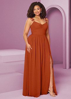 Barbie ♥ Azazie Bridesmaid Dresses Burnt Orange A-Line Pleated Chiffon Dress image5
