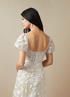 Azazie Vivienne Wedding Dresses Diamond White Nude A-Line Sweetheart Lace Dress image7