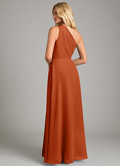 Azazie Phaedra Bridesmaid Dresses Burnt Orange A-Line One Shoulder Chiffon Dress image2