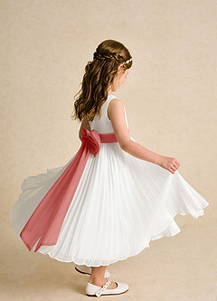 Azazie Margot Flower Girl Dresses Ivory Antique Rose A-Line Pleated Chiffon Dress image7
