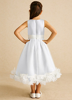 Azazie Stardust Flower Girl Dresses White A-Line Sleeveless Organza Dress image4