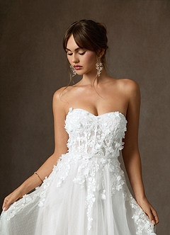 Azazie Wynery Wedding Dresses Diamond White Ball-Gown Off the Shoulder Lace Dress image11