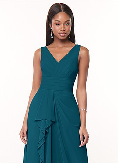 Azazie Julianna Bridesmaid Dresses Ink Blue A-Line Chiffon Dress image5