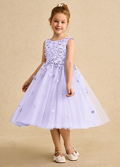 Azazie Lana Flower Girl Dresses Lilac A-Line Sleeveless Matte Satin Dress image3
