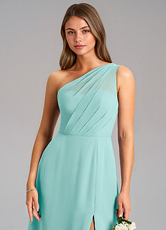 Azazie Phaedra Jurken voor bruidsmeisjes Jurk van Chiffon met A-Lijn One-Shoulder Aqua image16