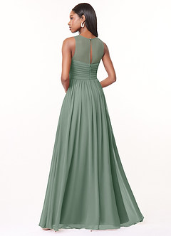 Azazie Nina 신부 들러리 드레스 A라인 주름진 쉬폰 바닥 길이 드레스 image2