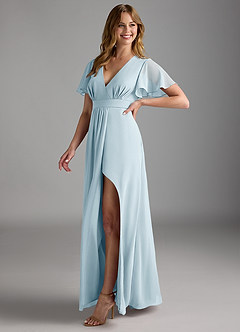 Azazie Zaniah Abiti da Damigella Abito A-Line in Chiffon Azzurro image5