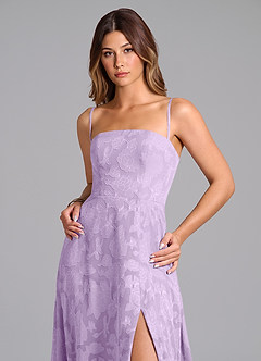 Azazie Wren Bridesmaid Dresses Lilac A-Line Strapless Floral Burnout Dress image2