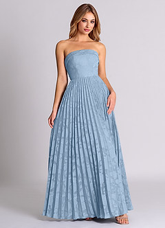Azazie Mariana Bridesmaid Dresses Powder Blue A-Line Strapless Floral Burnout Convertible Dress image5