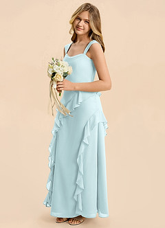 Azazie Sloane Junior A라인 스위트하트 네크라인 쉬폰 플로어 기장 주니어 브라이즈메이드 드레스 image5