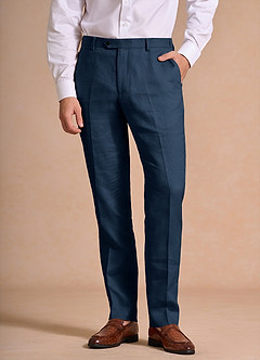 front Harrison Dunkelmarine Anzughose aus 100 % Leinen