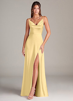 Azazie Sarella Bridesmaid Dresses Butter A-Line Pleated Stretch Satin Dress image1