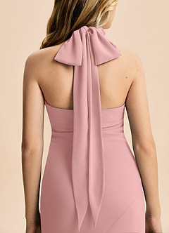 Azazie Velli Junior Meerjungfrau-Linie Hoher Kragen Chiffon Kleid Altrosa image6