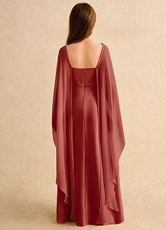 Azazie Fishie Girls Formal Sukienki dla dziewczynek sypiących kwiaty Linia A Matowy satynowy Długość podłogi Sukienka image2