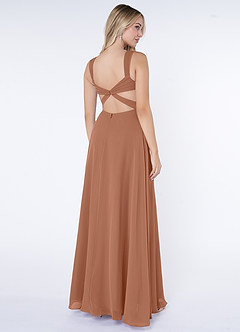 Azazie Nahrin Final Sale Matcha A-Line V-Neck Pleated Chiffon Dress image4