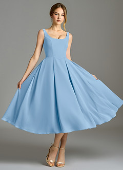 Azazie Amalie Bridesmaid Dresses Powder Blue A-Line Pleated Chiffon Dress image5