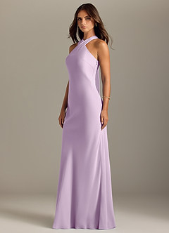 Azazie Doretta Bridesmaid Dresses Frosted Lilac Mermaid Pleated Chiffon Dress image4