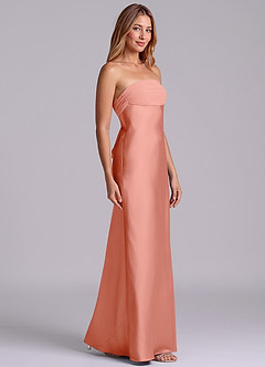 Azazie Ailanie Brudtärnklänningar Klä av Tubklänning i Stretch Satin Axelbandslös Korall image4