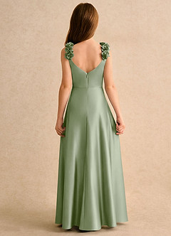 Azazie Rosita vestidos de niña de las flores Vestido de Salvia Polvorienta de Satén Elástico de Corte en A con Plisado image5