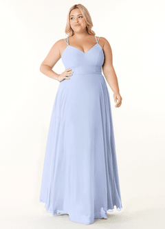 Azazie Janine Robes de demoiselle d'honneur Robe Trapèze en Mousseline de soie Col en V Eis image6