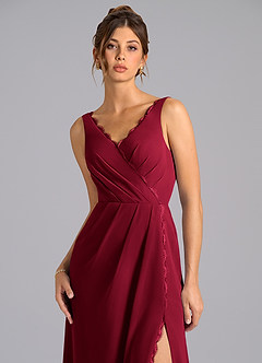 Azazie Bernice Bridesmaid Dresses Burgundy A-Line Pleated Chiffon Dress image7