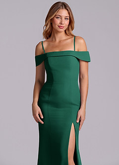Azazie Luciana Bridesmaid Dresses Emerald Sheath Off the Shoulder Chiffon Convertible Dress image7