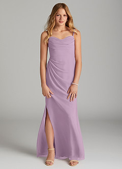 Azazie Mai Junior Wisteria Sheath Pleated Chiffon Dress image1