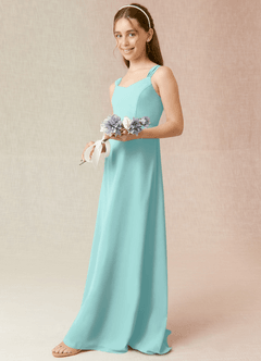 Azazie Denice Junior Aqua A-Line Chiffon Dress image5