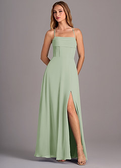 Azazie Carolyn Bridesmaid Dresses Dusty Sage A-Line Pleated Chiffon Dress image5