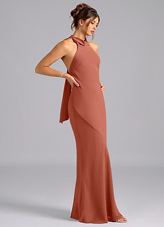 Azazie Velli Bridesmaid Dresses Clay Mermaid Bow Chiffon Dress image4