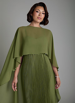 Azazie Micah Vestidos de damas de honor Vestido Oliva de Satén Elástico de Línea A Convertible con Corsé image3