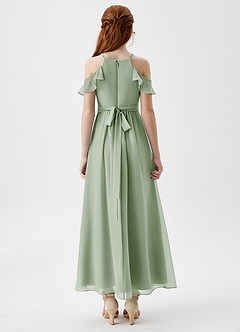 Azazie Chaya Junior Dusty Sage A-Line Off the Shoulder Chiffon Dress image2