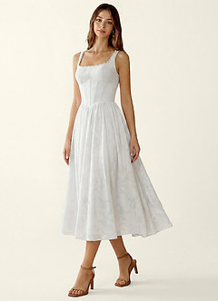 Ottavia White Jacquard Midi A-line Graduation Dress image4