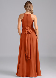 Azazie Denver Bridesmaid Dresses Burnt Orange A-Line Pleated Chiffon Dress image6