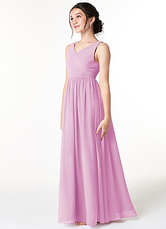 Azazie Sawyer Junior Candy Pink A-Line Pleated Chiffon Dress image4
