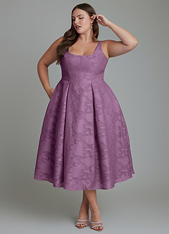 Azazie Amalie Bridesmaid Dresses Wisteria A-Line Pleated Floral Burnout Dress image12