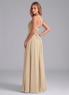 Azazie Francis Bridesmaid Dresses Champagne A-Line Corset Chiffon Dress image2