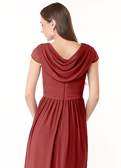 Azazie Organa Bridesmaid Dresses Rust A-Line Pleated Chiffon Dress image6