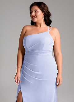 Azazie Eren Bridesmaid Dresses Lavender Sheath One Shoulder Chiffon Dress image13
