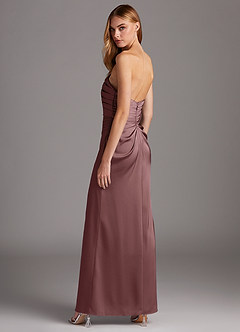 Azazie Lexie Bridesmaid Dresses Vintage Mauve Sheath Strapless Stretch Satin Convertible Dress image5