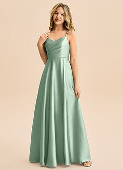 Azazie Rumi Junior Klä av A-Line i Stretch Satin Plisserad image3