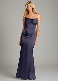 Azazie Sorrel Bridesmaid Dresses Stormy Mermaid Strapless Stretch Satin Convertible Dress image5