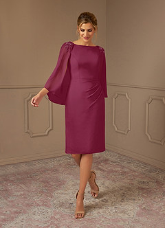 Azazie Carmela Mother of the Bride Dresses Mulberry Sheath Lace Chiffon Dress image1