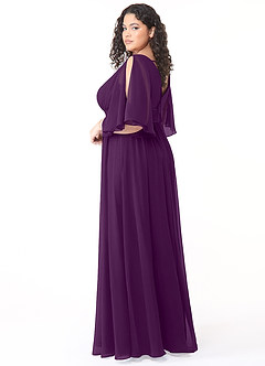 Azazie Temeka Brautjungfernkleider A-Linie Gestreift Chiffon Kleid Traube image10