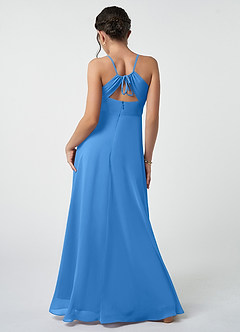 Azazie Avelina Junior Blue Jay A-Line Pleated Chiffon Dress image3
